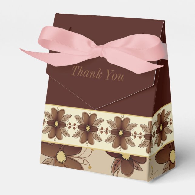 Caixinha De Lembrancinhas Elegante Brown Floral (Frente)