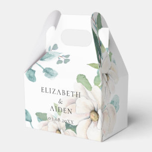Caixinha De Lembrancinhas Elegante Casamento Aquarela Floral Botânica Branco