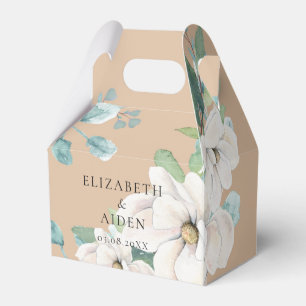 Caixinha De Lembrancinhas Elegante Casamento Botânico Floral Aquarela Marrom