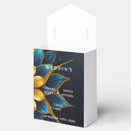 Caixinha De Lembrancinhas Elegante Casamento Floral em Safira e Ouro