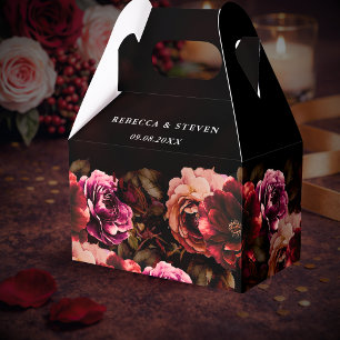 Caixinha De Lembrancinhas Elegante casamento floral sombrio vermelho e preto