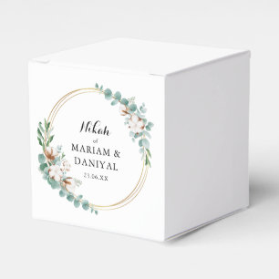 Caixinha De Lembrancinhas Elegante Casamento Islâmico Nikah Floral Verde e D