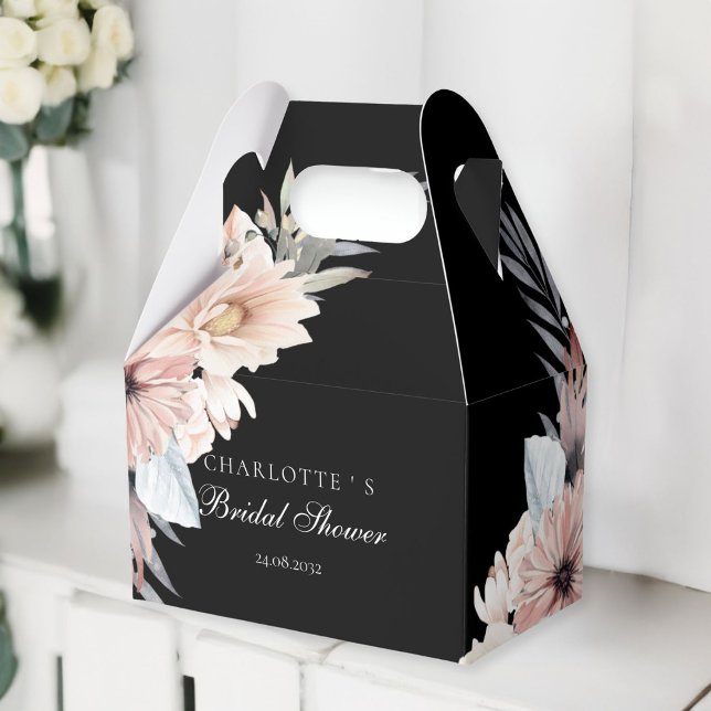 Caixinha De Lembrancinhas Elegante Chá de Noiva Preto e Pastel Boho  (Elegant Black & Pastel Boho Bridal Shower Favor Boxes)