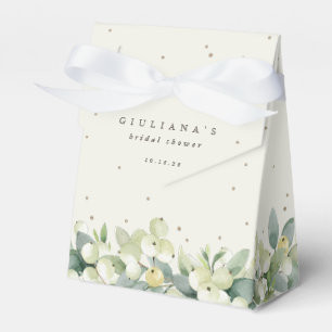 Caixinha De Lembrancinhas Elegante Cream Snowberry+Eucalyptus Chá de panela
