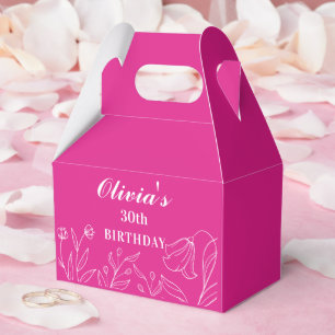 Caixinha De Lembrancinhas Elegante de aniversário de 30 anos cor-de-rosa que