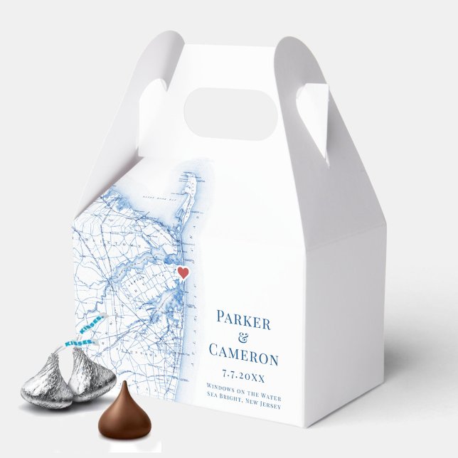 Caixinha De Lembrancinhas Elegante do Mapa Caseiro de Sea Bright New Jersey (This Sea Bright New Jersey wedding favor box is perfect for candy or treats for your wedding guests)