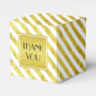 Caixinha De Lembrancinhas Elegante Dourado Stripes Obrigado