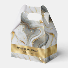 Caixinha De Lembrancinhas Elegante Faux Dourado, Cinza White Marble Boxes