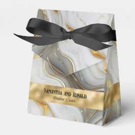 Caixinha De Lembrancinhas Elegante Faux Dourado, Cinza White Marble Boxes