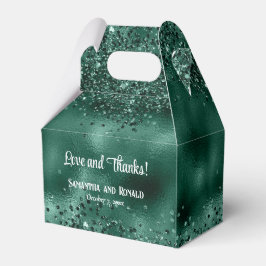 Caixinha De Lembrancinhas Elegante Faux Green Glitter e Foil Weds