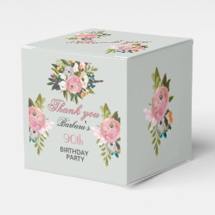 Caixinha De Lembrancinhas Elegante Floral 90º Aniversário