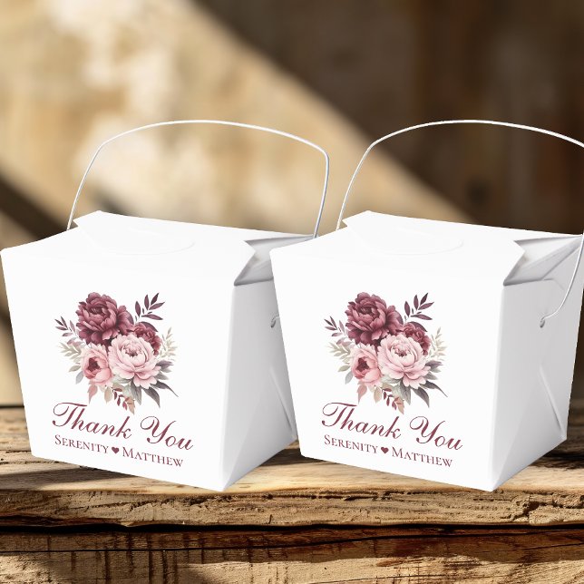Caixinha De Lembrancinhas Elegante Floral Obrigado Casamento De Peônias De W (Criador carregado)