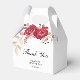 Caixinha De Lembrancinhas Elegante Maroon Rosa Floral Greenery Aniversário