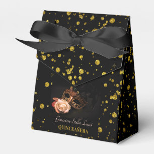 Caixinha De Lembrancinhas Elegante Mascarada e Rosa Branca