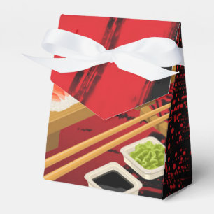Caixinha De Lembrancinhas Elegante Moderno Chic Sushi Preto e Vermelho