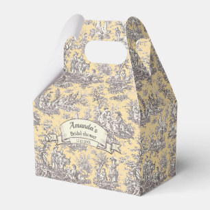 Caixinha De Lembrancinhas Elegante Monograma Amarela Vintage Toile de Jouy