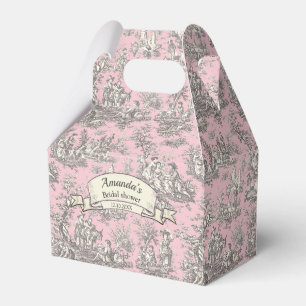 Caixinha De Lembrancinhas Elegante monograma vintage em rosa toile de jouy