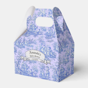 Caixinha De Lembrancinhas Elegante monograma vintage roxo azul de jouy