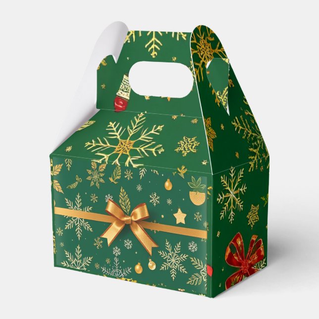 Caixinha De Lembrancinhas Elegante Natal Verde (Frente)