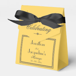 Caixinha De Lembrancinhas Elegante Nomes Preto Chic Casamento Amarelo Sol