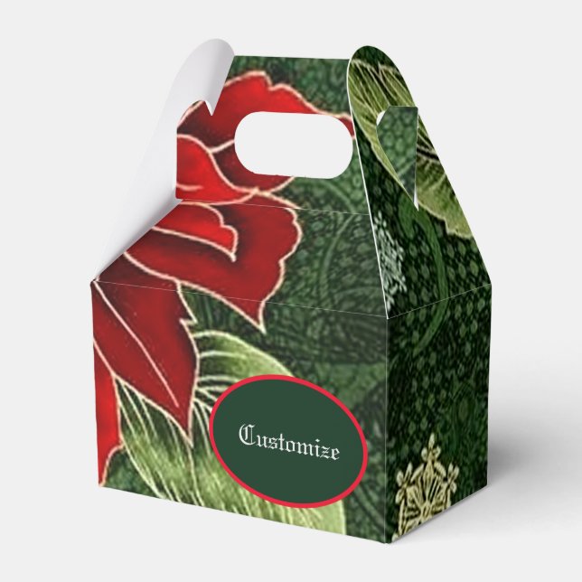 Caixinha De Lembrancinhas Elegante Poinsettia de Natal Gable (Frente)