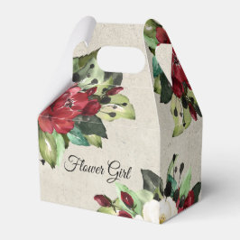Caixinha De Lembrancinhas Elegante Red Floral Grunge Flower Girl