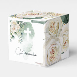 Caixinha De Lembrancinhas Elegante religioso Rosa Cruz Verde