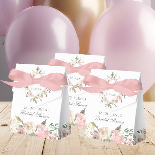 Caixinha De Lembrancinhas Elegante Rosa Bege Peônia Floral Chá de Noiva