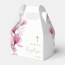 Elegante Rosa Empoeirada Floral Moderna Batismo