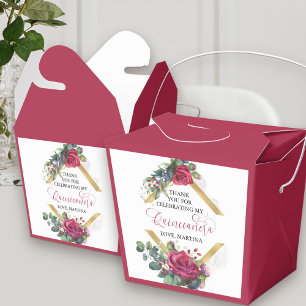 Caixinha De Lembrancinhas Elegante Rosa vermelha Floral Eucalyptus Quinceane