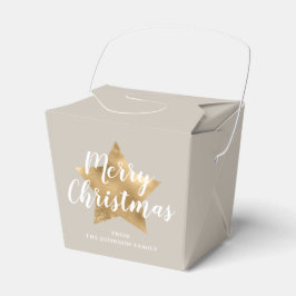 Caixinha De Lembrancinhas Elegante Taupe Dourada Star Feliz Natal