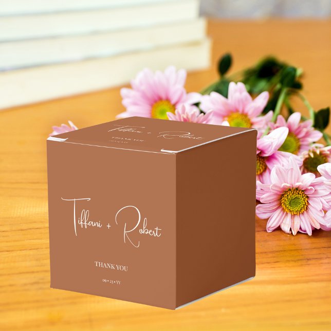 Caixinha De Lembrancinhas Elegante Terracotta Wedding Obrigado (Criador carregado)