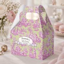 Elegante Toile de Jouy Monograma Rosa Verde