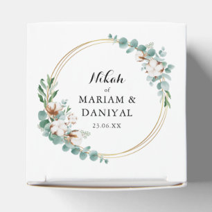 Caixinha De Lembrancinhas Elegante Verde Dourado Floral Casamento Muçulmano