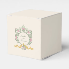 Caixinha De Lembrancinhas Elegante Verde Salvia e Art Nouveau Dourado