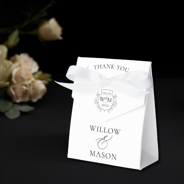 Caixinha De Lembrancinhas Elegante Vintage Monograma Casamento Obrigado (Elegant Vintage Monogram Wedding Thank You Favor Boxes)