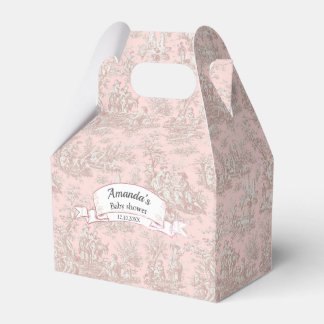 Caixinha De Lembrancinhas Elegante vintage rosa dourado toile de jouy monogr