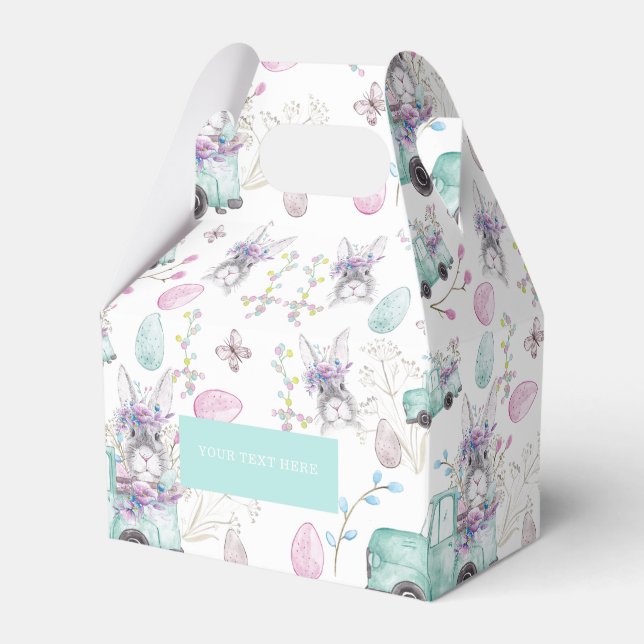 Caixinha De Lembrancinhas Elementos de Aquarela Personalizada de páscoa (Frente)