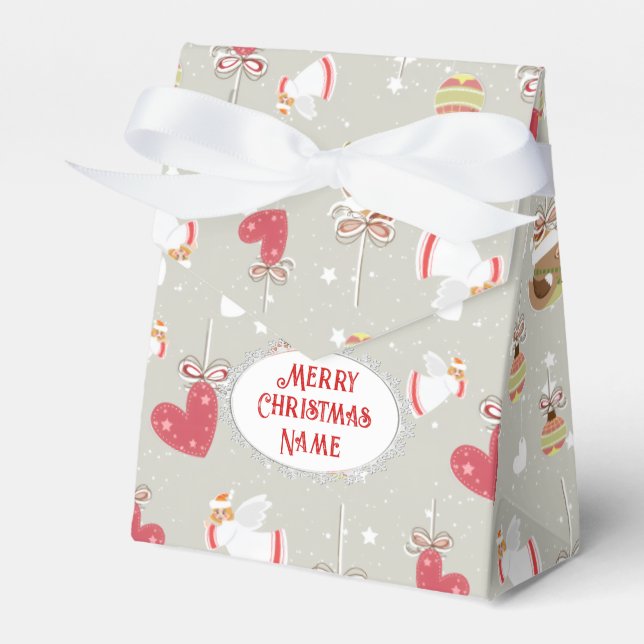 Caixinha De Lembrancinhas Elementos de Natal Anjos Passarinhos (Frente)