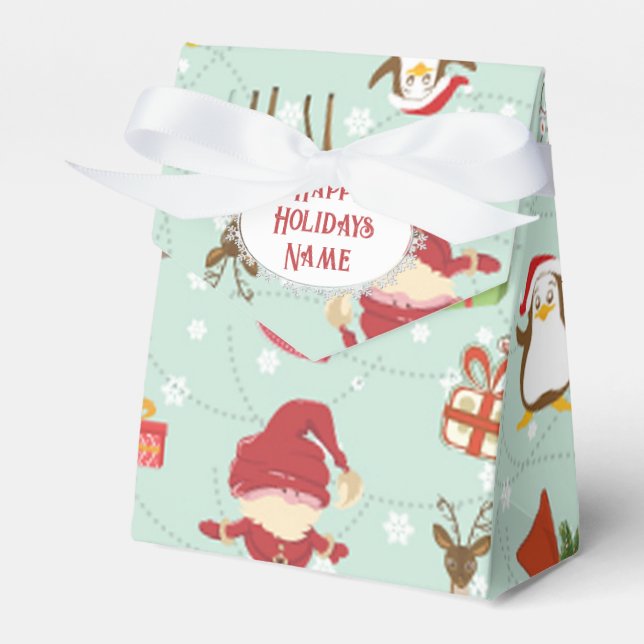 Caixinha De Lembrancinhas Elementos de Natal Reindeer Elves (Frente)