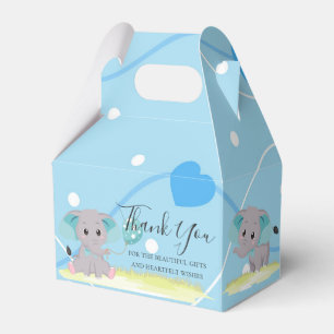 Caixinha De Lembrancinhas Elephant Blue Hearts Balon Favor Box
