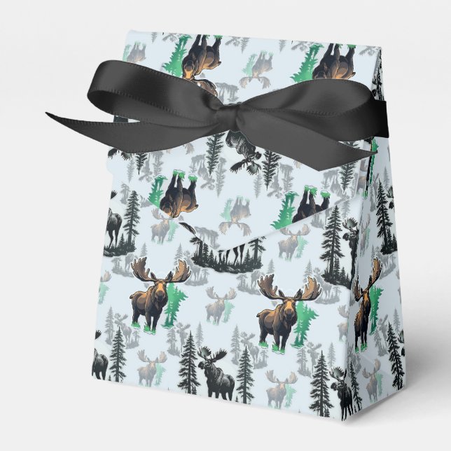Caixinha De Lembrancinhas Elk Moose Antlers Deer Pattern Design (Frente)