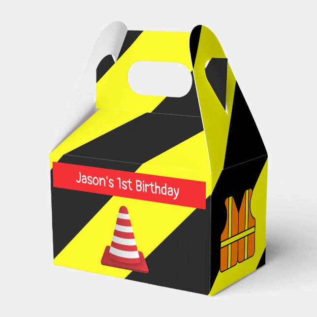 Caixinha De Lembrancinhas Em construção Festa de aniversário de betão (Frente)