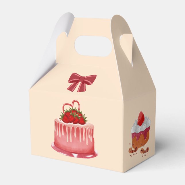 Caixinha De Lembrancinhas Embalagem de shortcake de morango. (Frente)