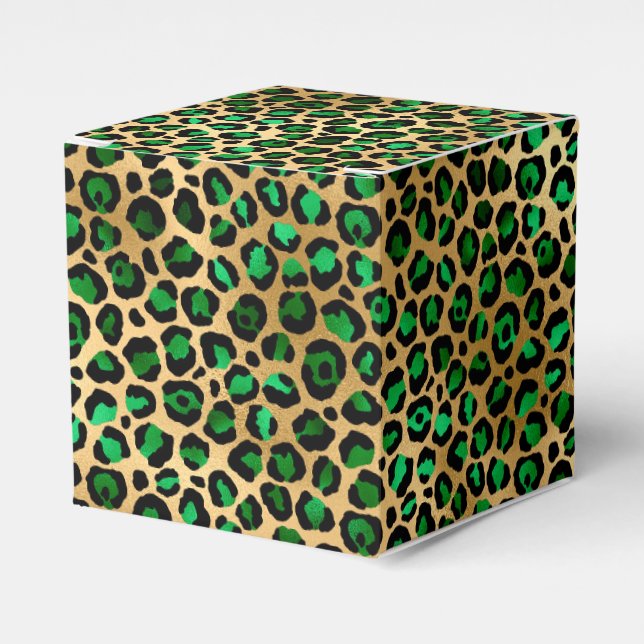 Caixinha De Lembrancinhas Emerald e Dourado Safari Series Design 8 (Frente)