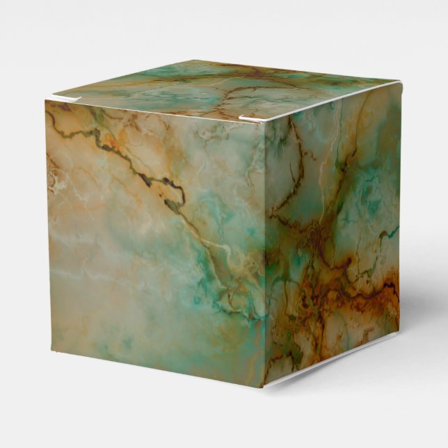 Caixinha De Lembrancinhas Emerald Green e Copper Dourado Marble (Frente)