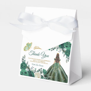 Caixinha De Lembrancinhas Emerald Green Vestis Quinceañera Crown Obrigado