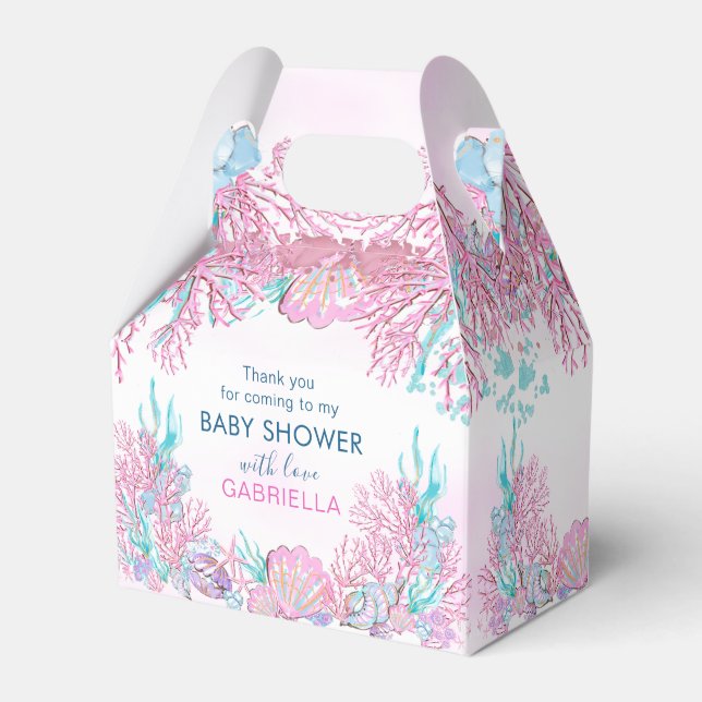 Caixinha De Lembrancinhas Encantando Chá de fraldas submarino Obrigado (Frente)