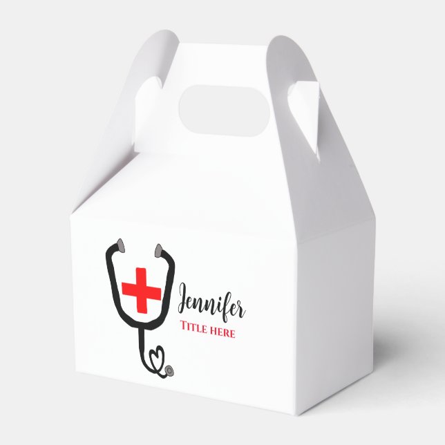 Caixinha De Lembrancinhas Enfermeiro médico vermelho mais estetoscópio adici (Frente)