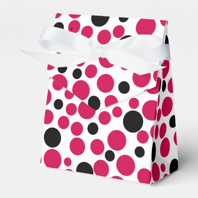 Caixinha De Lembrancinhas ervilhas negras vermelhas, retrô do fundo branco (Frente)